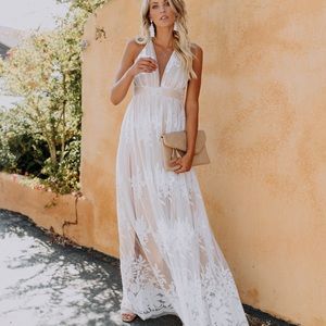 White lace maxi dress